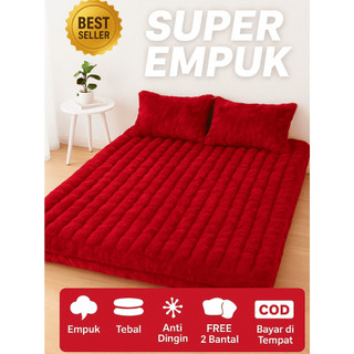 Kasur Bulu Rafsur Gender Premium Super Empuk Anti Kempes/Free 2 Bantal/Kasur Lantai Bulu Murah