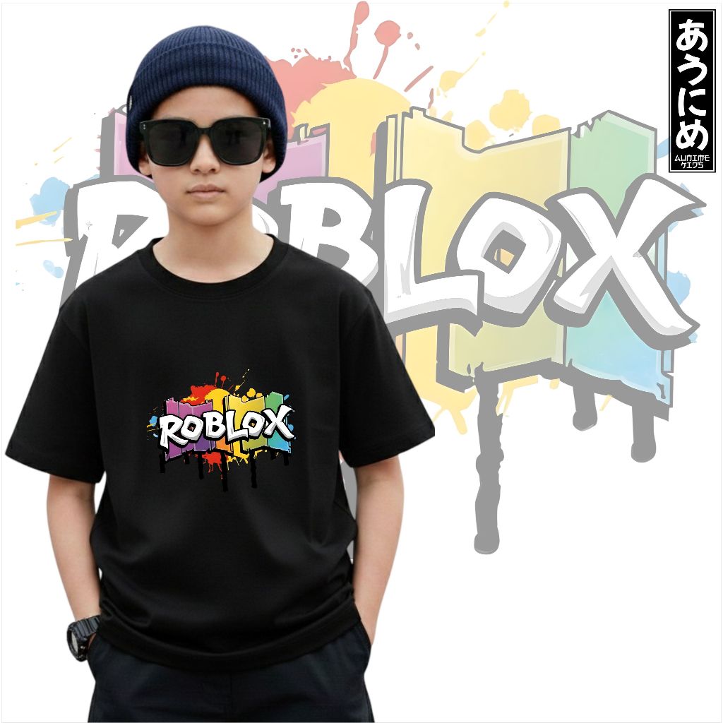 เสื้อยืดเด็กชายและเด็กหญิง Unisex RBX5 หวีผ้าฝ้าย roblox