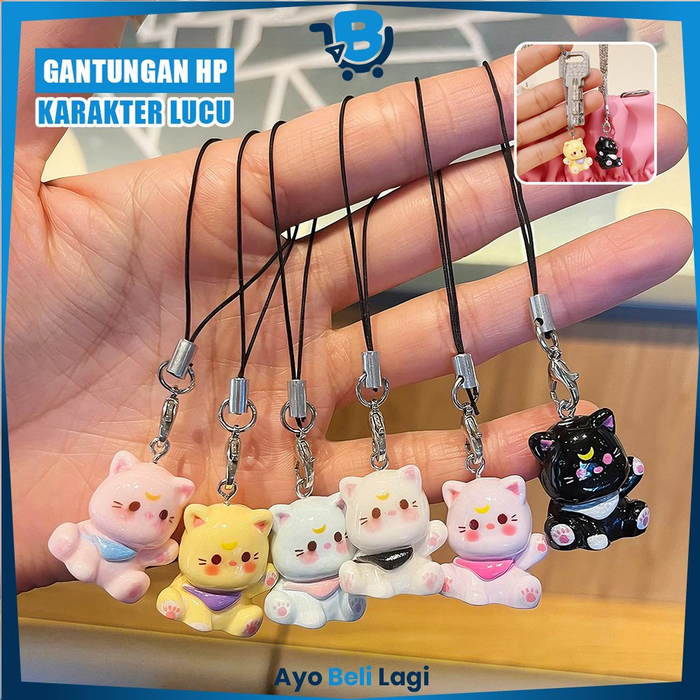 HP GANTUNGAN แมวน่ารัก Mini Phone Lanyard Aesthetic Phone Accessories / Phone Charm อเนกประสงค์ Mini