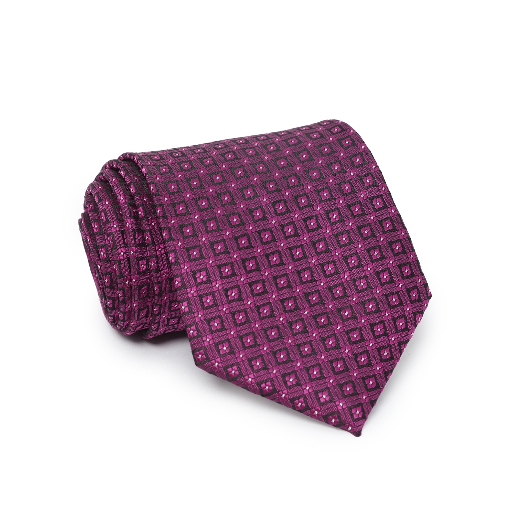 UNGU เน็คไทผู้ชายผูกคอหรูหรา ขนาด 8cm สีม่วง Dotted DS025