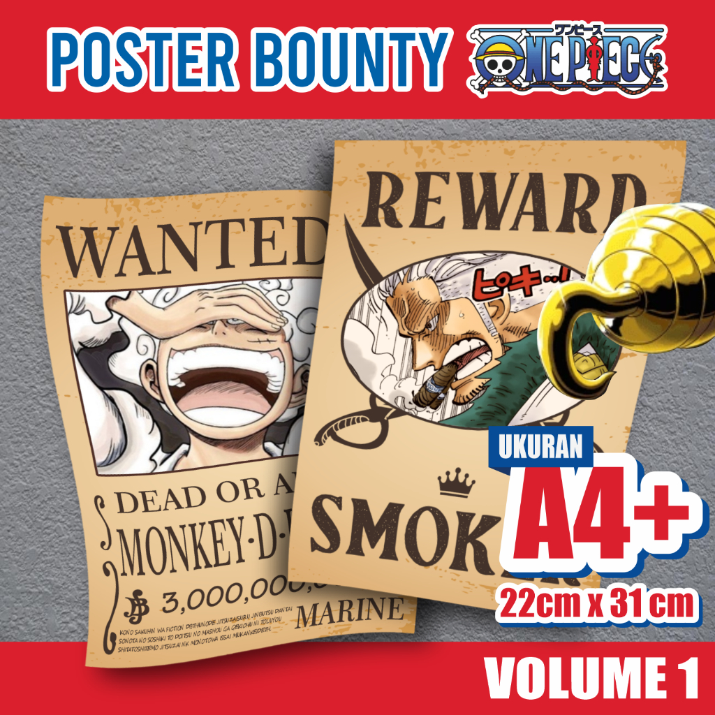 [A4 UNIT] Bounty One Piece Poster SIZE A4+ Wanted One Piece Poster One Piece