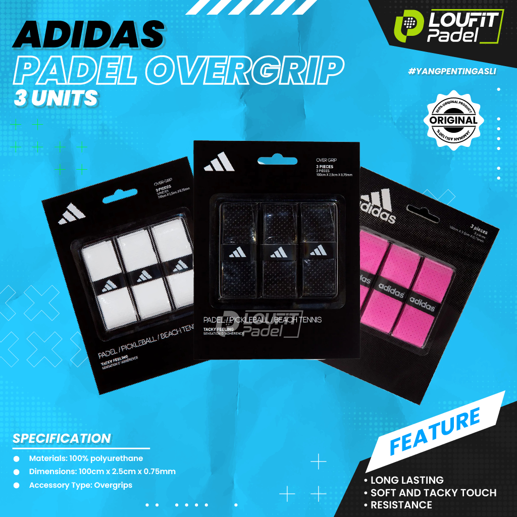 Adidas Overgrip สําหรับ Padel / Tennis / Racket Sports Grip (3 ชิ้น/แพ็ค)