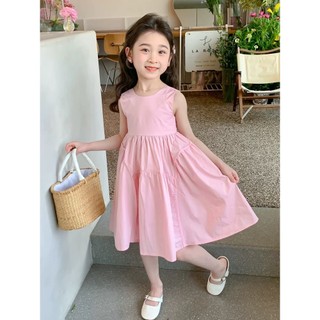 140 Ukuran-KINGOGO Gadis Baru 2-8 Tahun Musim Panas Versi Gaun Korea Dengan Desain Bubuk Bunga Ceri Manis Dan Rok Putri Kapas