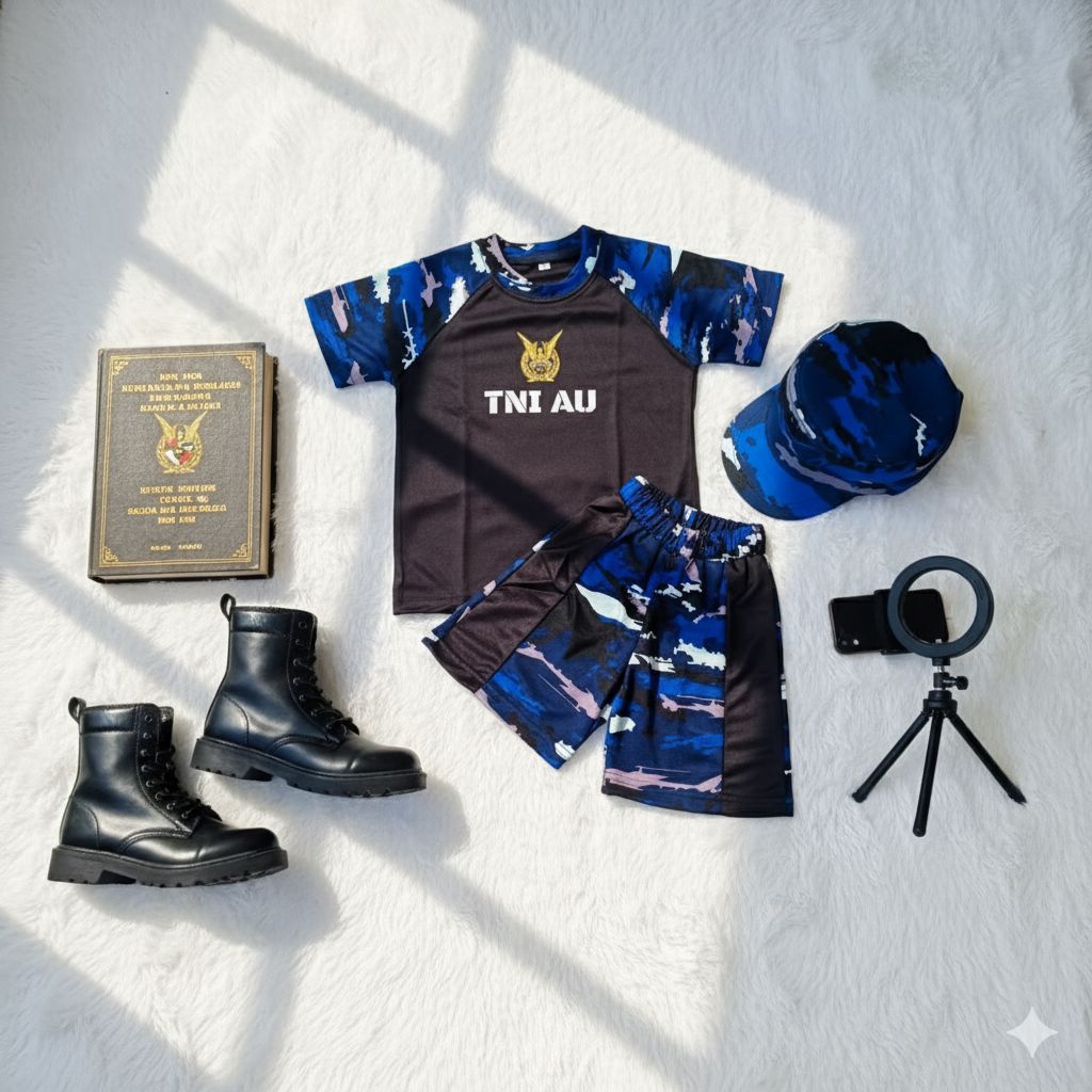 Army Kids Kostrad Kopassus AU AD เสื้อผ้าเด็ก + หมวกลายพรางสําหรับเด็กอายุ 1-8 ปี