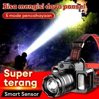 Garansi 10 Tahun  Headlamp Led 500W Penerangan Terus Menerus Selama 800 H Senter Super Terang Lampu Depan Luar Yang Kuat Lampu Depan Tahan Air Sensor Gerak Senter Berkemah Senter Kepala pro