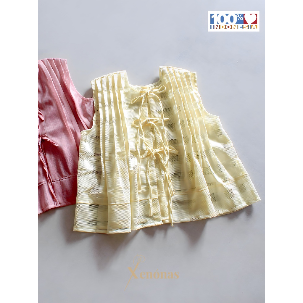 Irene Vest By Xenonas - เสื้อกั๊กผู้หญิง Coquette สไตล์เกาหลีพร้อมริบบิ้นสวยงาม - เสื้อท่อนบนของผู้ห