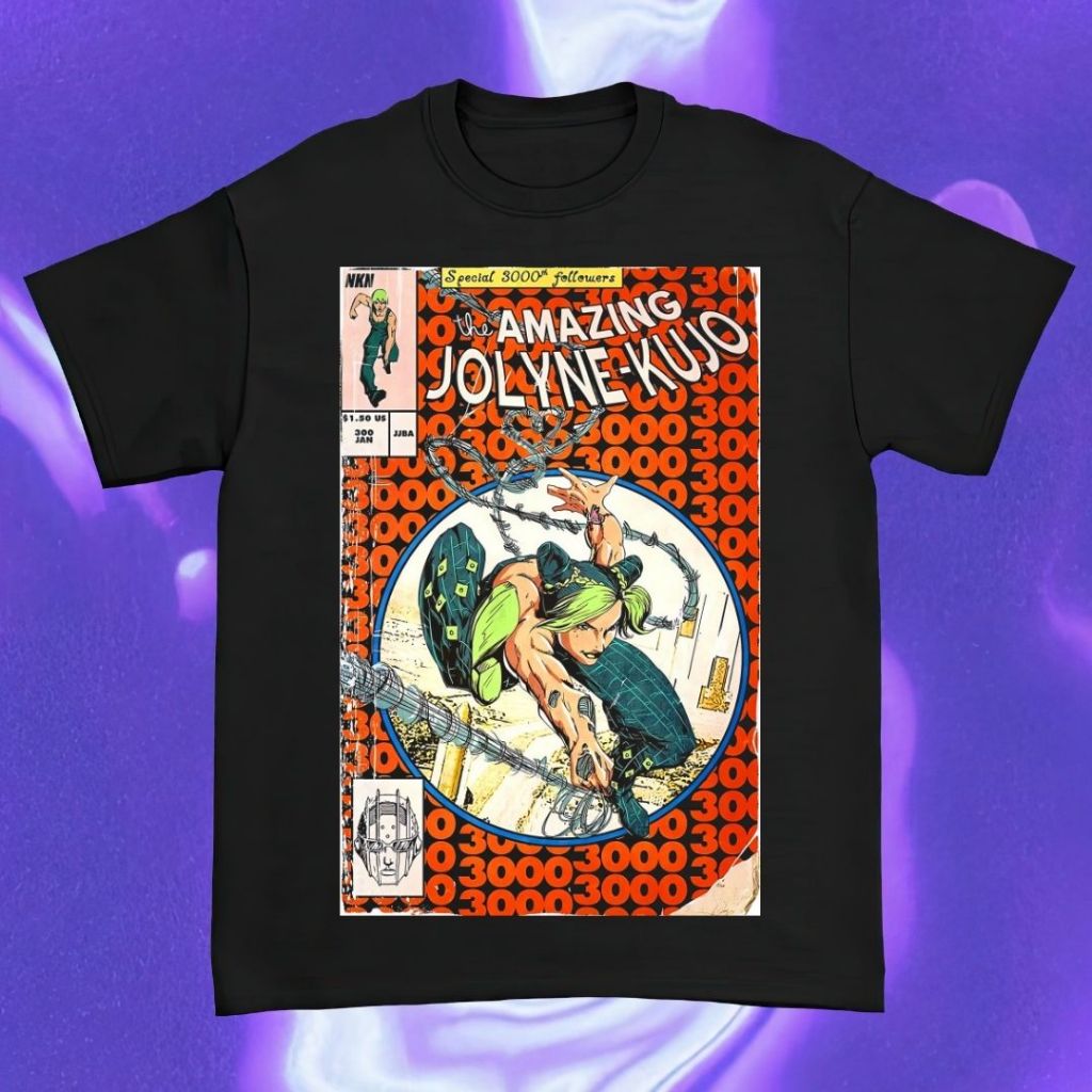 Purple Haze "Amazing Jolyne Kujo" ปกติเสื้อยืดสีดํา / สีขาว Unisex Vintage | | เสื้อยืดชายหญิง