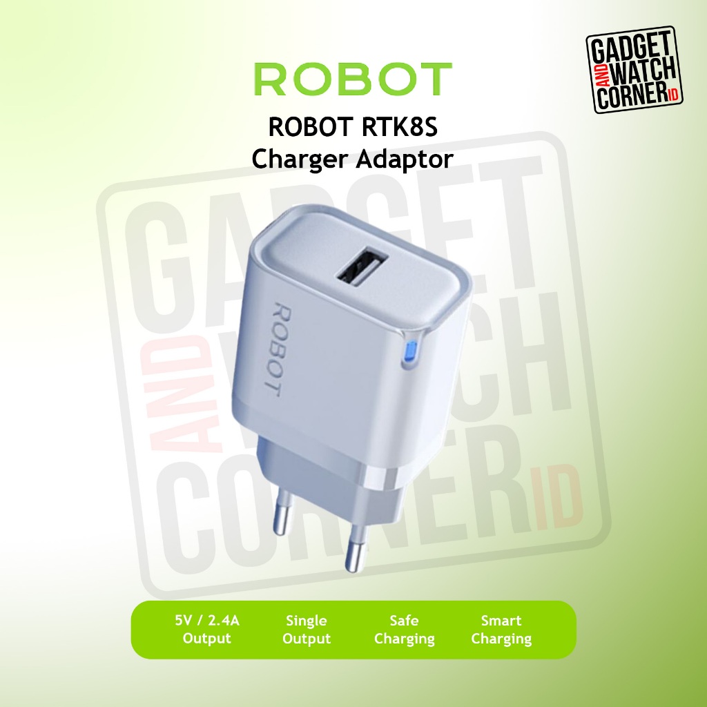 ROBOT RT-K8S 10W 5V/2A USB Charger Adapter Head ปลอดภัยชาร์จ-PCS (ขายปลีก)