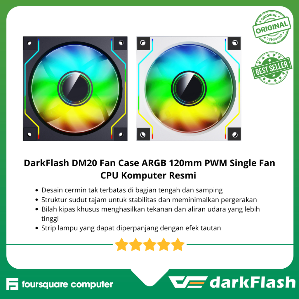 DarkFlash DM20 พัดลม ARGB 120 มม.PWM พัดลมเดี่ยว CPU คอมพิวเตอร์อย่างเป็นทางการ