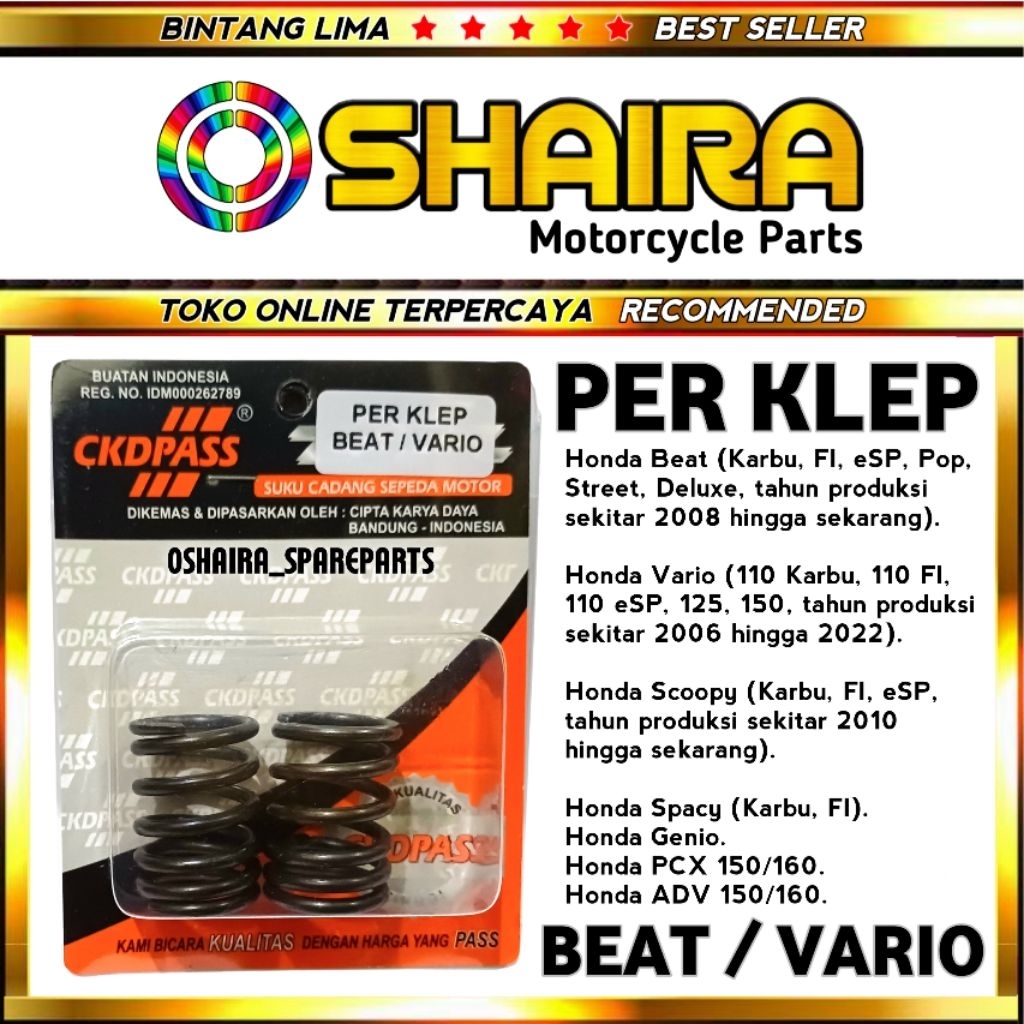 BEAT / VARIO / SCOPPY / SPACY / GENIO / PCX 150-160 / ADV 150-160 / VARIO 125 VALVE SPRING BEARIO 16
