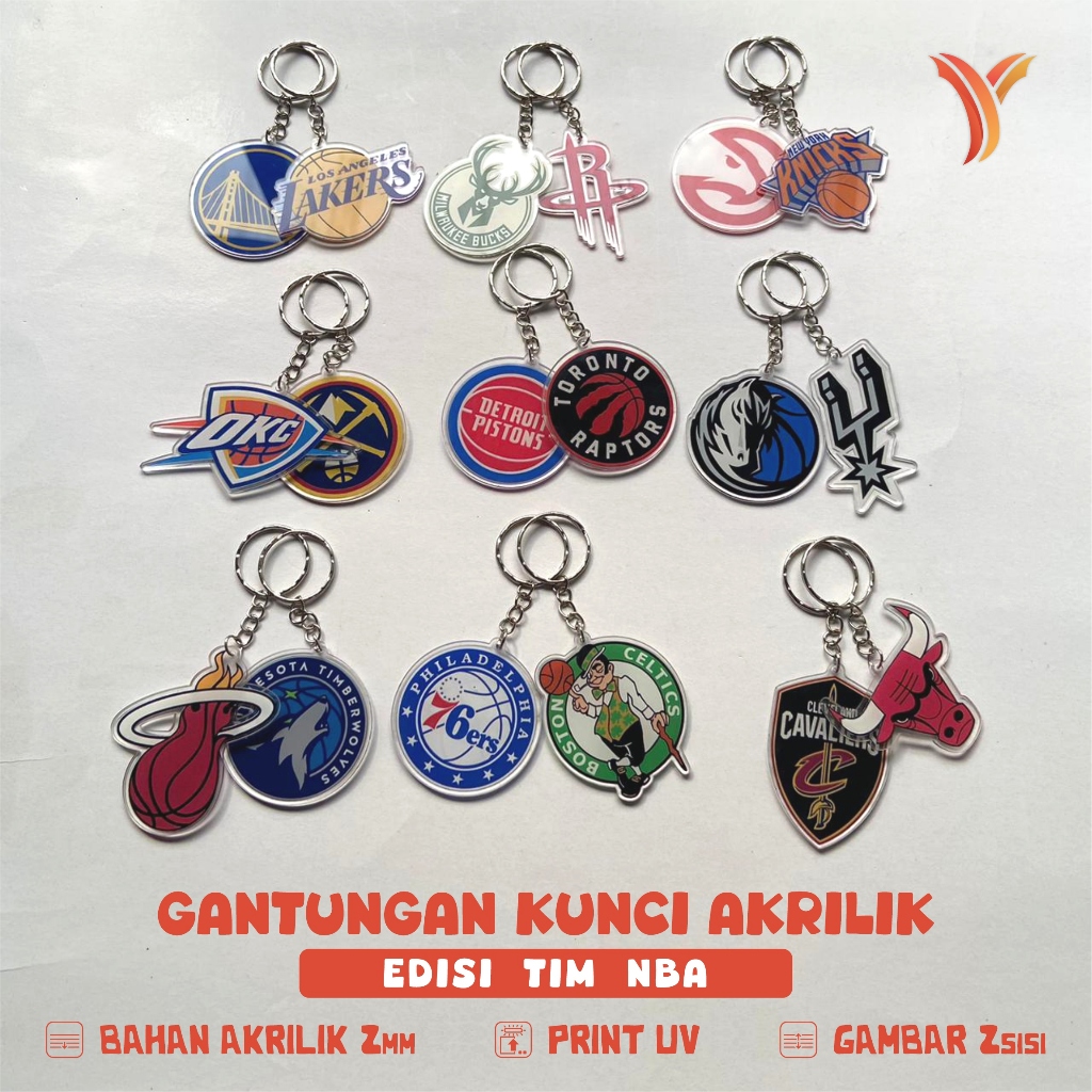 GANTUNGAN พวงกุญแจทีมอะคริลิค NBA - พวงกุญแจของที่ระลึก Keychan ที่ไม่ซ้ําใคร
