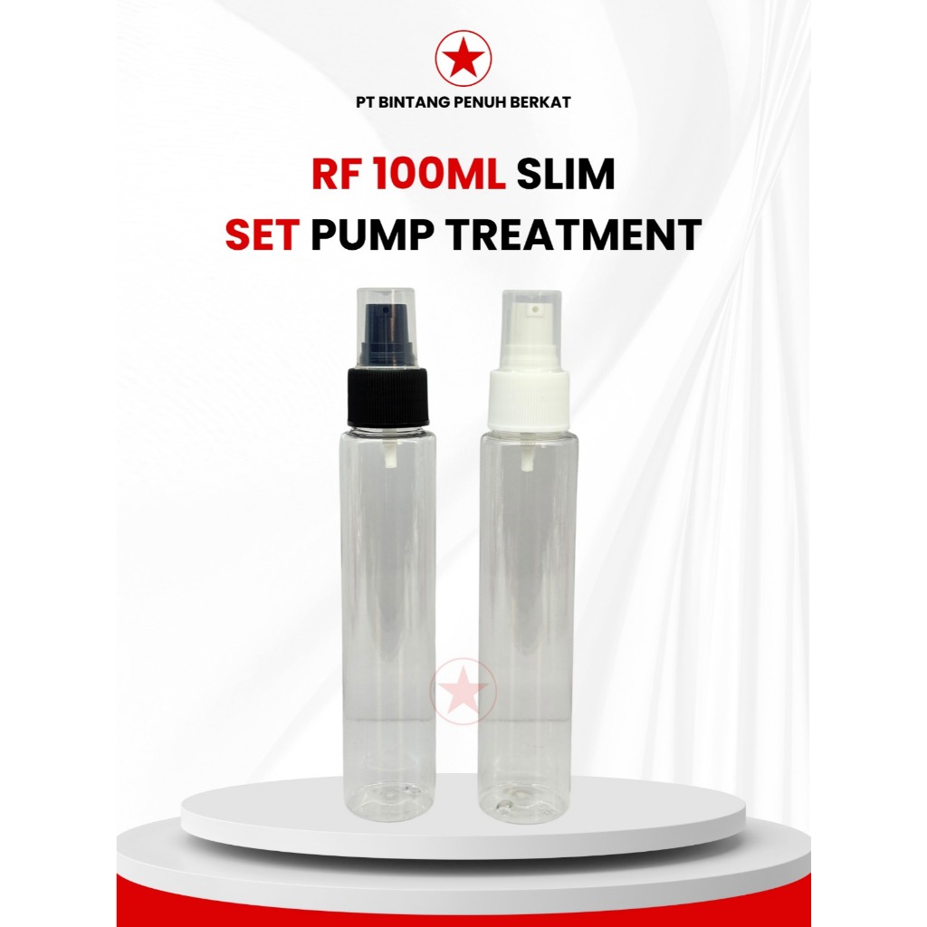 RF BOTTLE 100ML SLIM N24 CLEAR CAP PUMP TREATMENT N24 สีดําสีขาว N 24 HALF CAP PUMP กล่อง