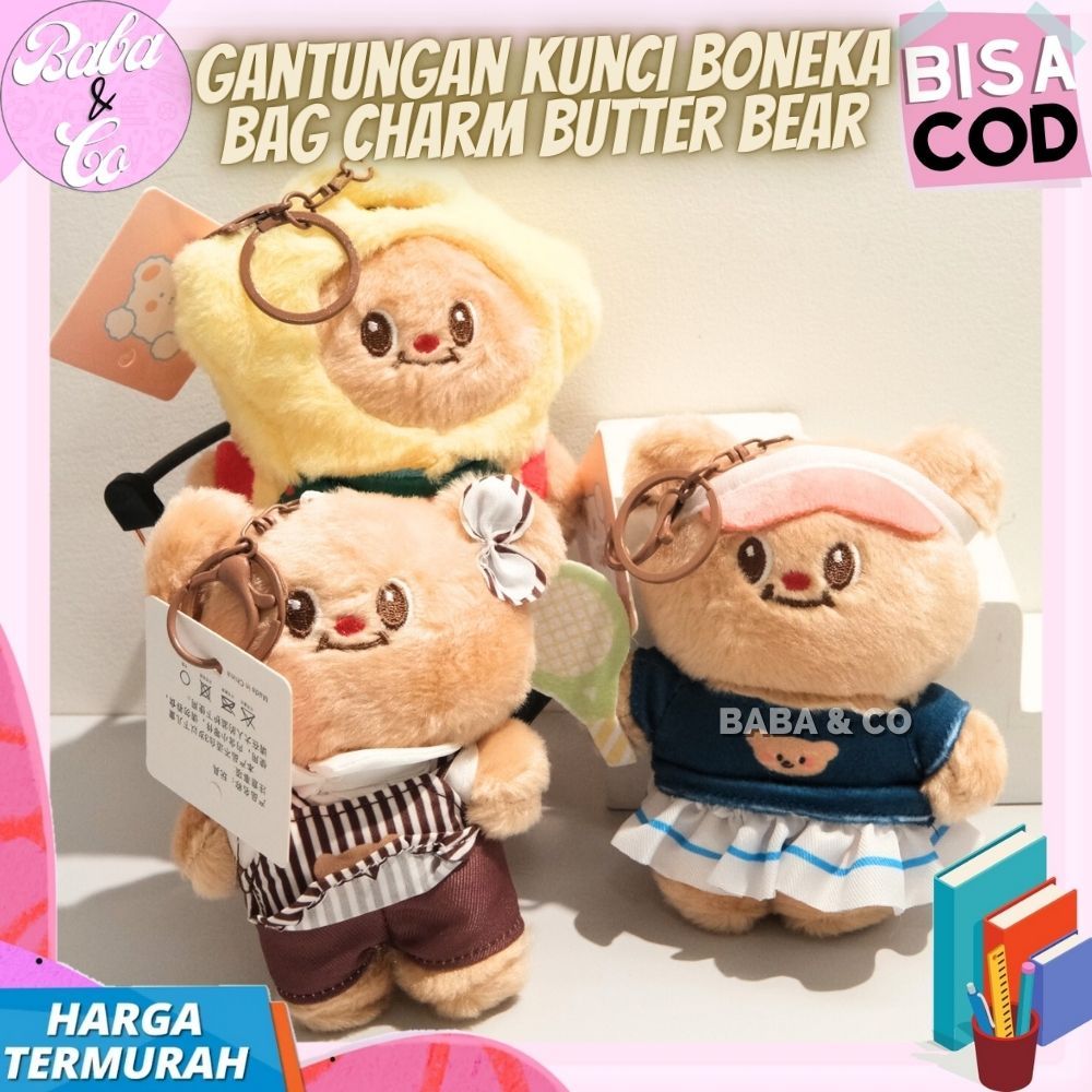 GANTUNGAN CUTE UNIQUE BUTTER BEAR DOLL KEYCHAIN BAG CHARM BUTTER BEAR DOLL KEYCHAIN CUSTOM BEAR KEYC