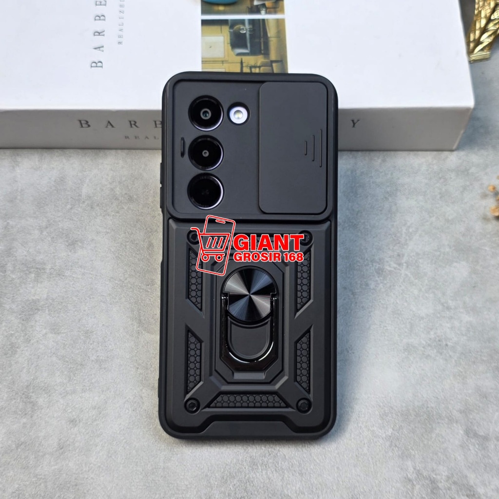 Redmi 15 Redmi 15C เคสหุ่นยนต์สไลด์สีดําปกป้องกล้อง Redmi 15 Redmi 15C