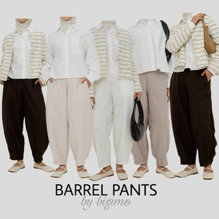 BIGIMO - Celana Barrel Pants Wanita Katun Streetwear Style Skena High Waist Kalcer Baggy Gombrong Curve Casual Premium