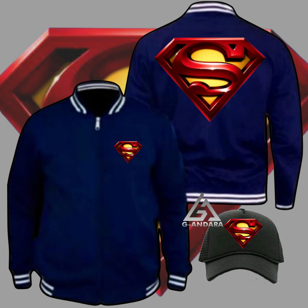 COOL SUPERMAN LOGO VARSITY JACKET และหมวก