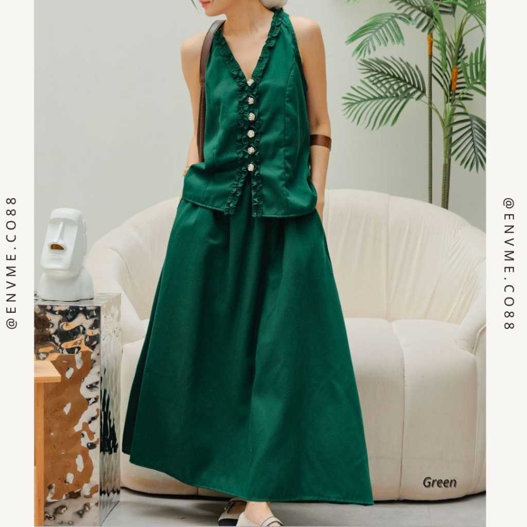 ENVME.CO - ชุดขายาวผ้าฝ้าย BELLIN / เสื้อกล้าม Madelyn ชั้นนําของผู้หญิง ผ้าฝ้ายผสมกึ่งวูล