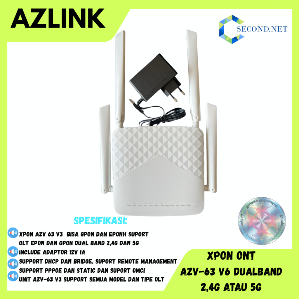 MODEM AZV-63v6 XPON GPON EPON DUALBAND 2.4G & 5G SUPPORTS OLT EPON และ GPON & OMCI ALREADY POSTEL