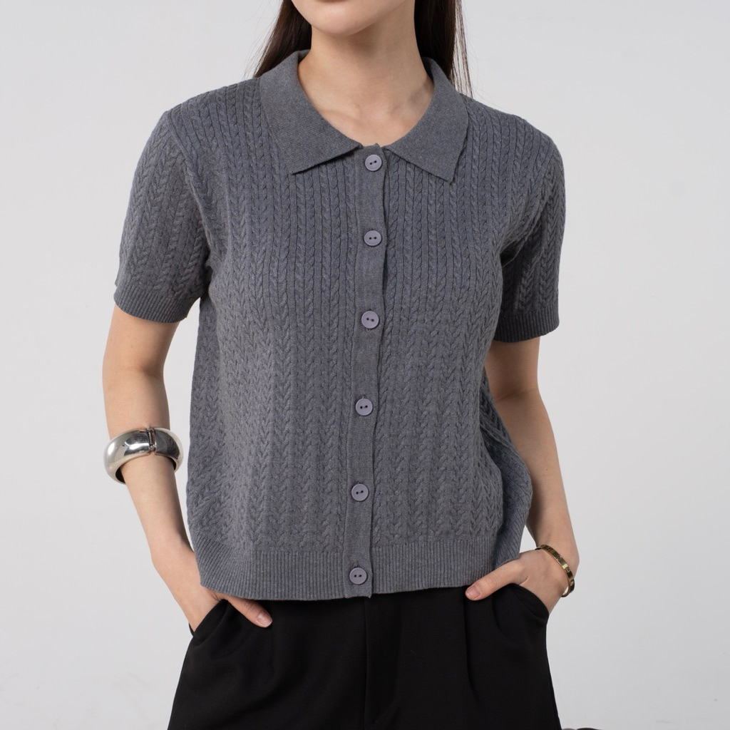 CIELLE KNIT TOP / เสื้อถักคอปก / เสื้อถักโปโล