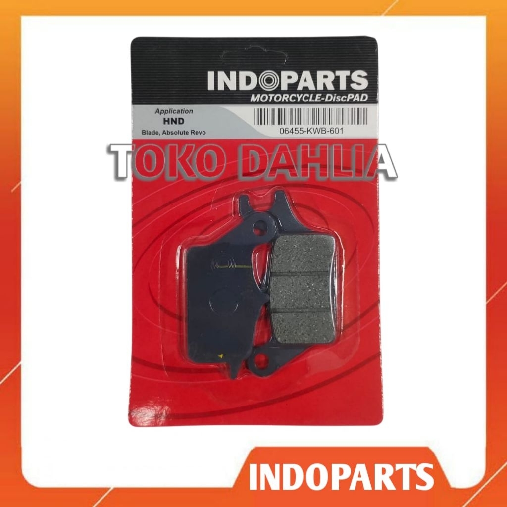 Indoparts 06455-KWB-601 Discpad / ผ้าดิสก์เบรกหน้าสําหรับรถจักรยานยนต์ฮอนด้า 1 ชิ้น
