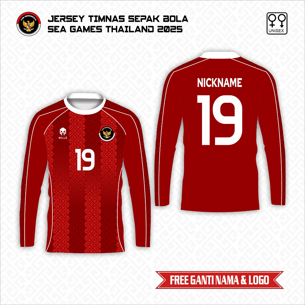 เสื้อฟุตบอลชาวอินโดนีเซีย Sea Games เสื้อยืด Sea Games thailand 2025 แขนยาว