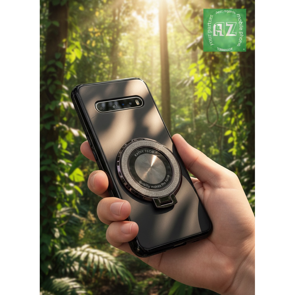 AZS ปลอก LG V60 ThinQ V50 V40 V30 Q61 Q51 G8 G7 G6 G8X V50S แหวนสีดําเพชรปลอกกรณี LG anti finger พิม