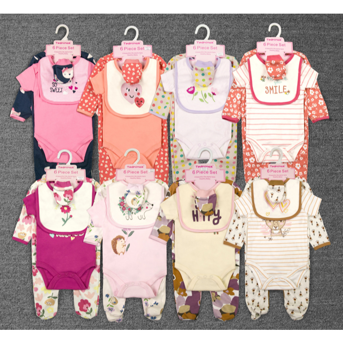 KATUN Baby Set TM 6IN1 Baby Girl Full Cute Character Motif Premium Imported Cotton Material for Infa
