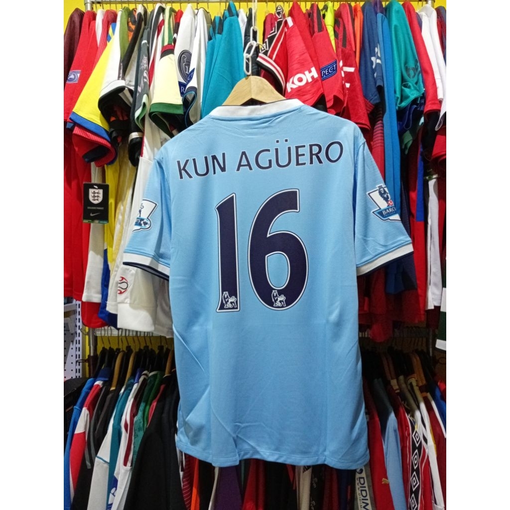 RETRO GO CITY FOOTBALL JERSEY 2013 2014 KUN AGUERO 16