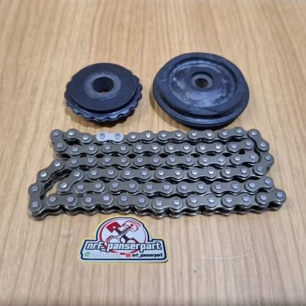 MESIN PRIMA GRAND 84L TENGA CHAIN/ENGINE CAMPRAT CHAIN SET+ROLL TENSIONER HONDA ASTREA STAR PRIMA GR