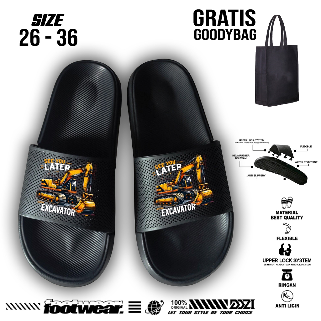 EXCAVATOR DOZER รองเท้าแตะเด็ก รองเท้าแตะพรีเมี่ยมสุดเท่