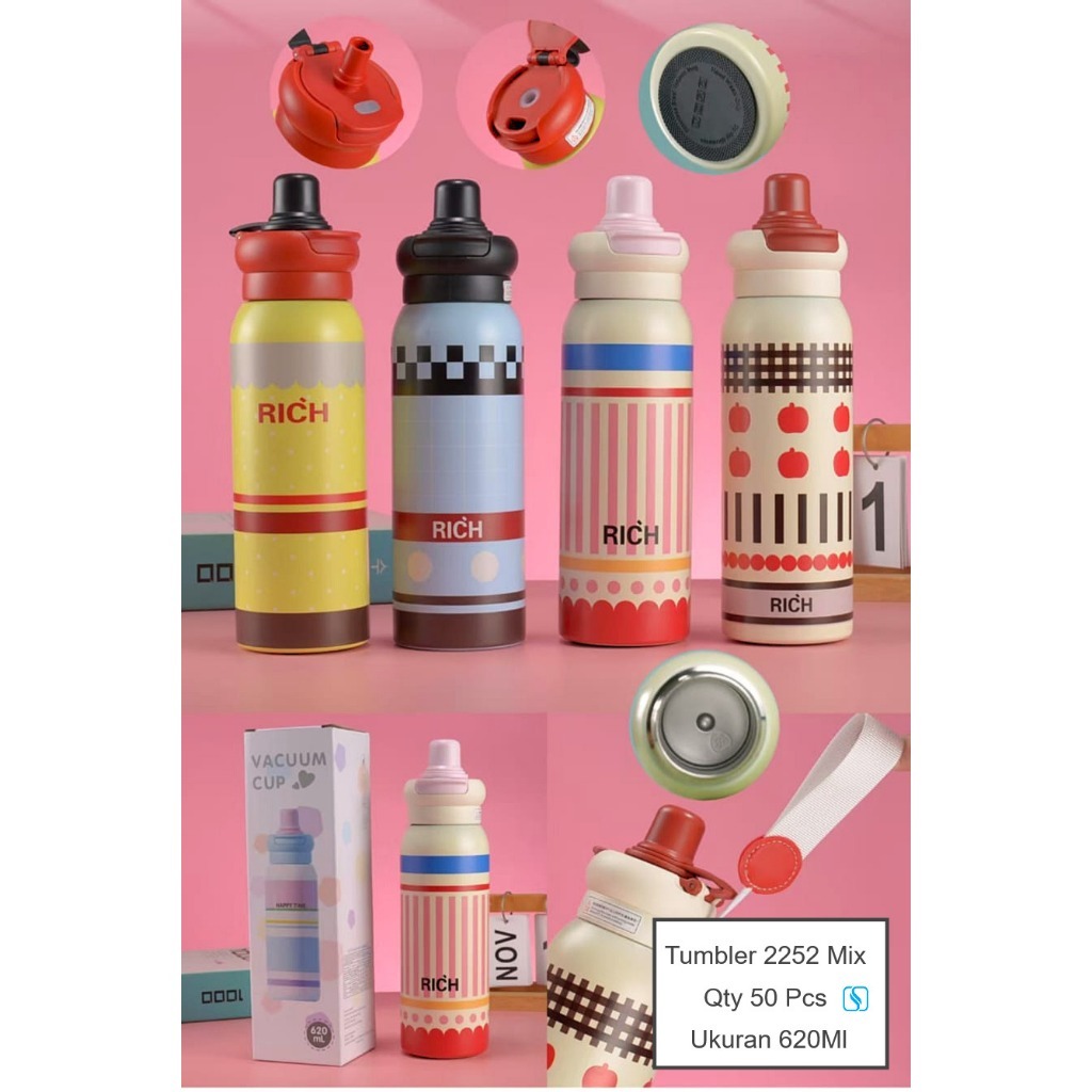 RICH Happy Time ขวดหัดดื่ม + สายคล้อง 2252 SUS 304 620ml