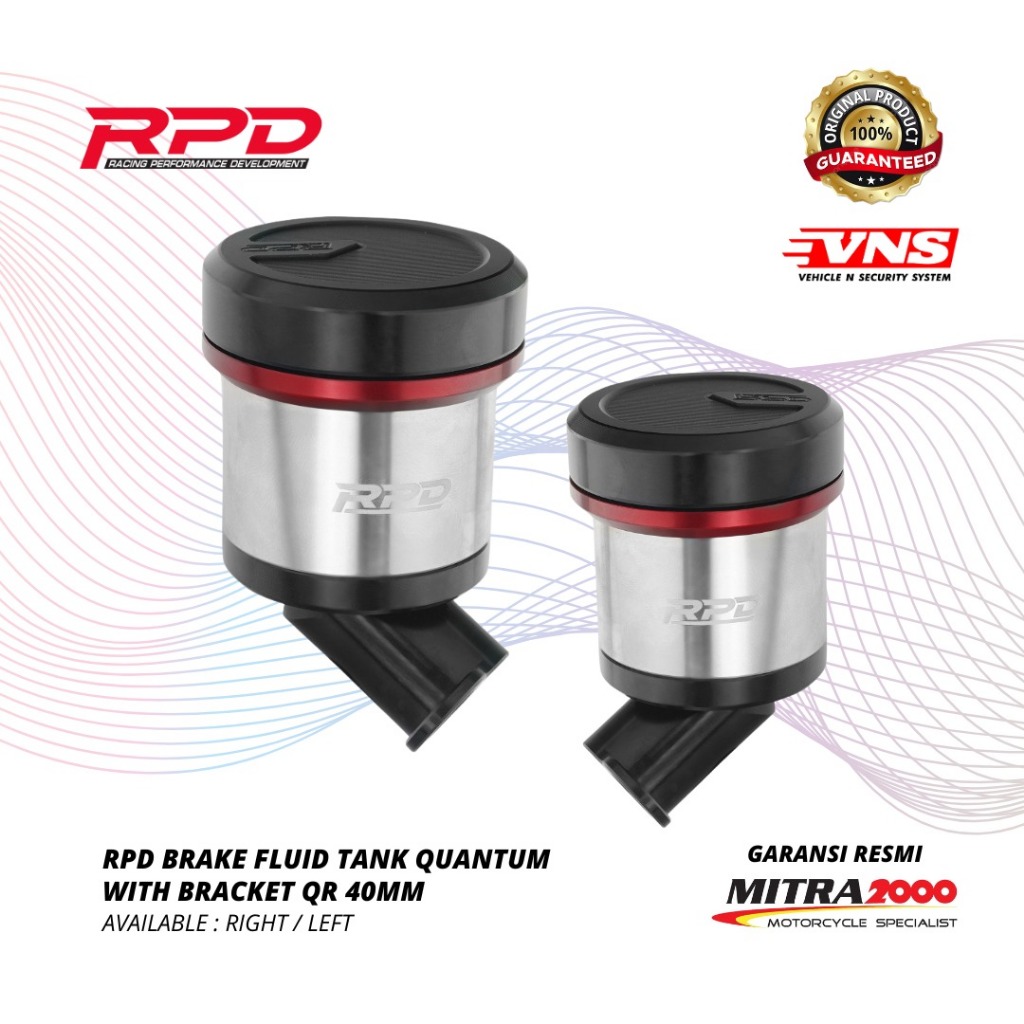 RPD ถังน้ํามันเบรก Quantum 40MM พร้อมขายึดซ้ายและขวา - สีดํา/แดง