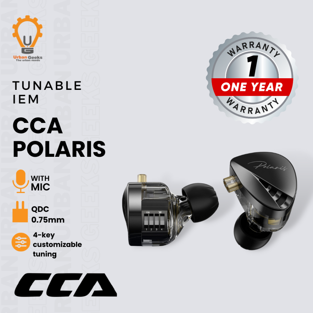 CCA Polaris พร้อมสวิตช์ปรับแต่ง 4 สวิตช์ไดร์เวอร์แบบไดนามิกเดี่ยวหูฟังชนิดใส่ในหูพร้อมไมโครโฟน