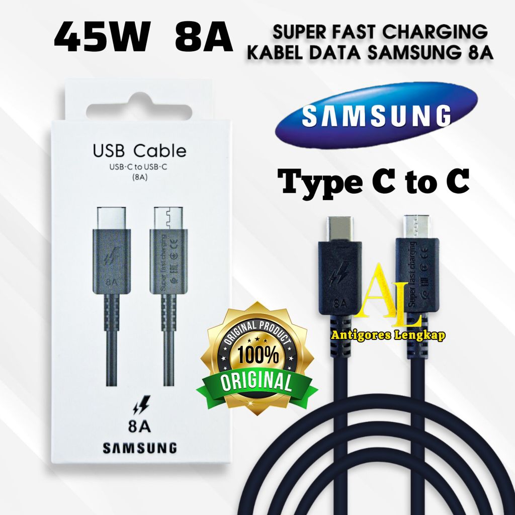 สายชาร์จข้อมูลชาร์จเร็วสุด Samsung 8A 45W Type C ถึง C ของแท้