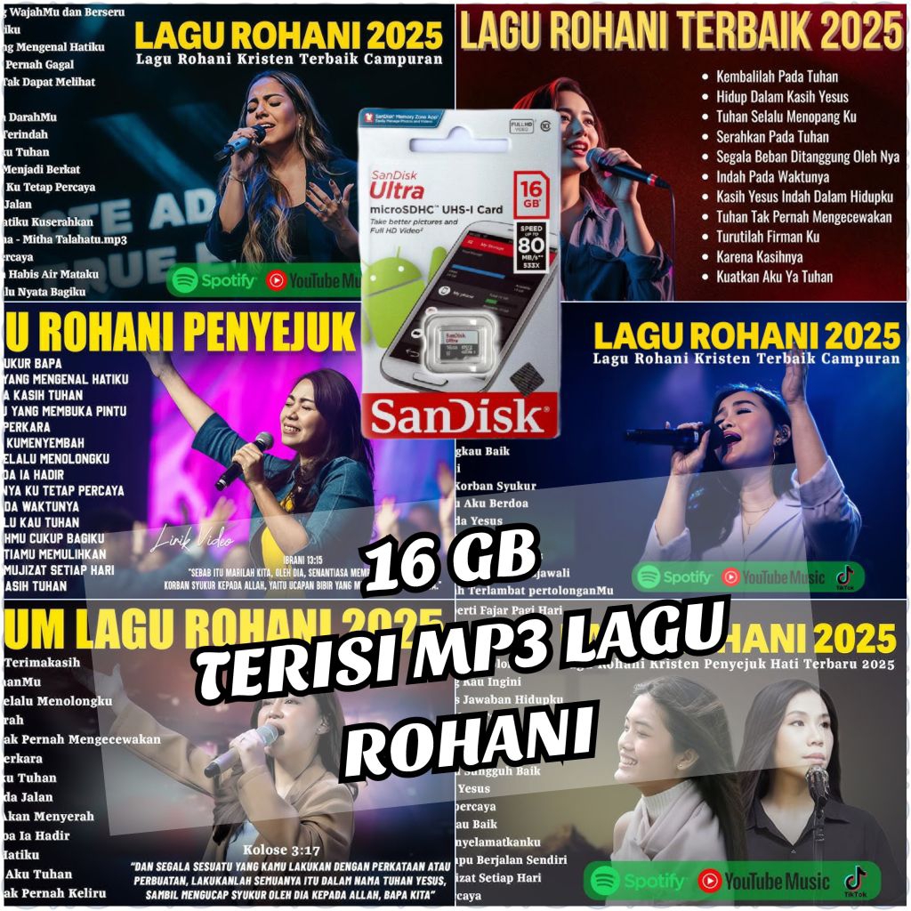 MMC 16GB - แผ่นเสียงพร้อม SONGS - SD CARD 16 GB - USB FLASH DISK FILLED พร้อม MP3 SPIRITUAL SONGS - 