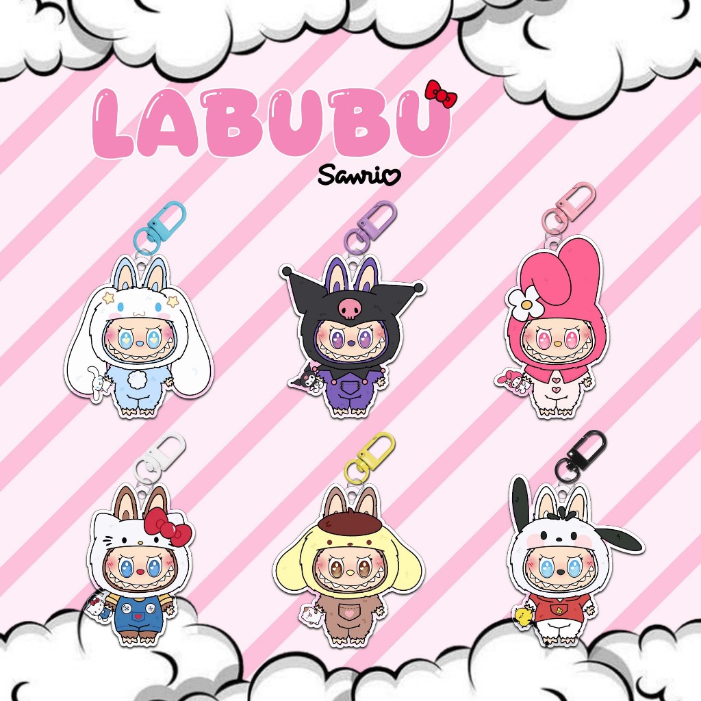 GANTUNGAN [HANGER] Labubu x Sanrio character cinnamorol melody kiromi hellokitty พวงกุญแจ pochacco p
