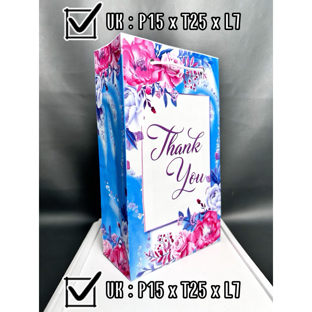 ถุงกระดาษหนา หรูหรา Thank You Motif ขนาด (L15 X H25 x W7)