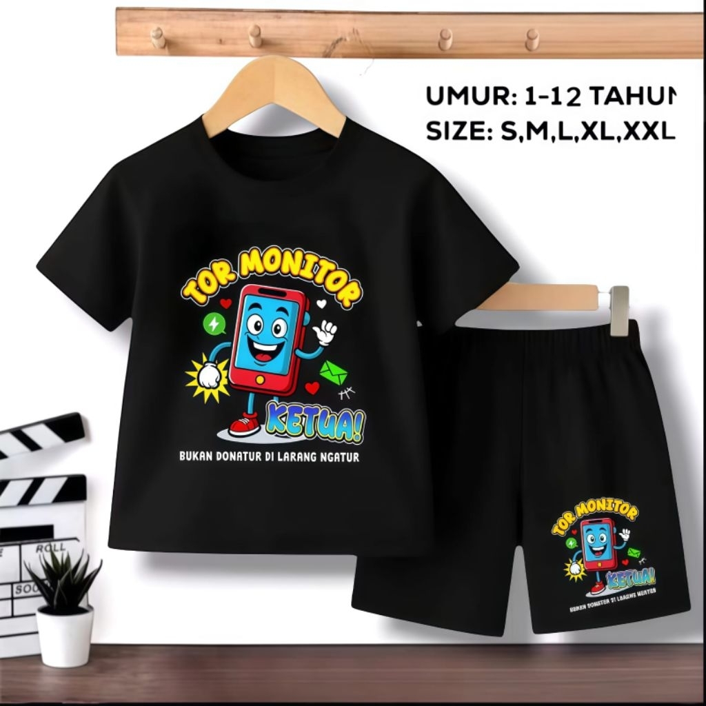 ชายหญิง Tor Monitor Head ชุดไม่ได้ Donatur ในการคืน Vista Terry วัสดุเสื้อยืดกางเกงอายุ 2 - 12 ปี