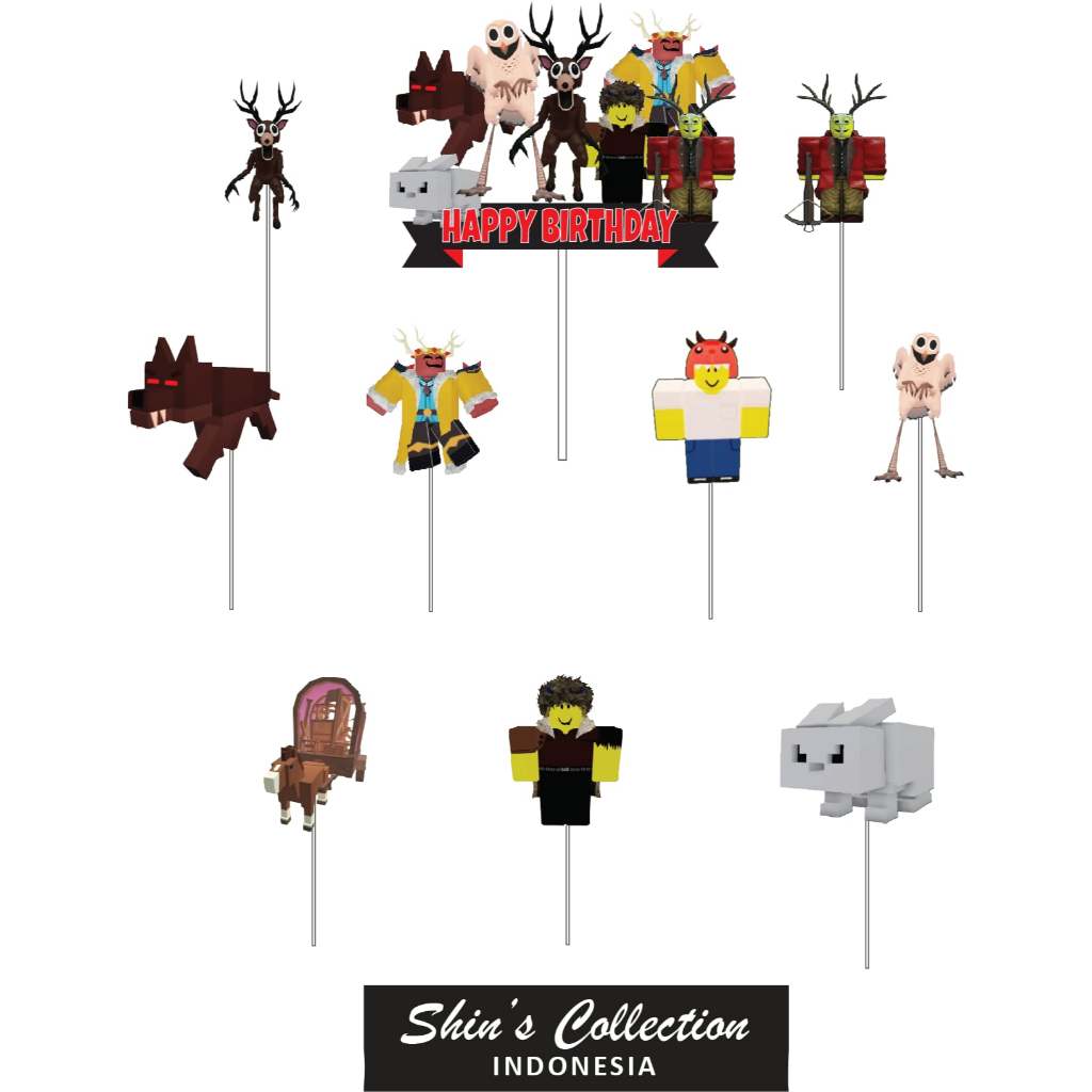 Roblox 99 Nights ในป่าเค้ก topper บรรจุ 10 ชิ้น