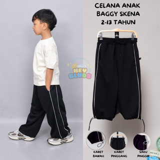 Heybluds (1) Celana Anak Baggy/Skena Strip Putih Laki-Laki Dan Perempuan 2-13 Tahun  - Fashion Anak