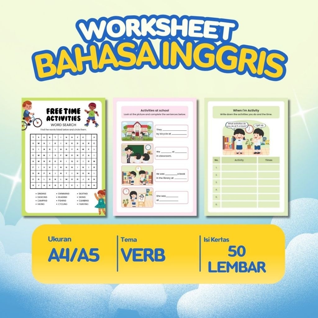 A4/A5 Sheets of Verb English Worksheets/Work Words พิมพ์แล้ว