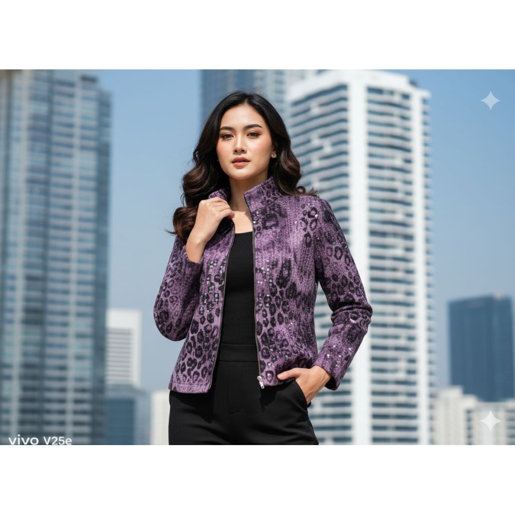 UNGU PURPLE LEOPARD BLAZER JACKET LD 96
