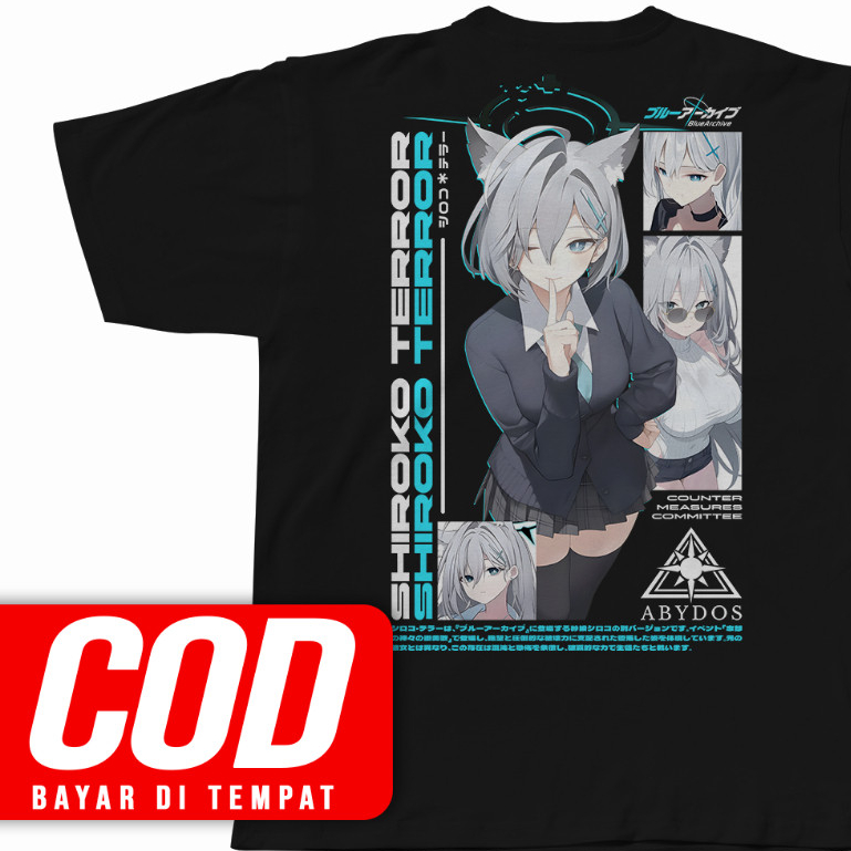 อะนิเมะเสื้อยืด SHIROKO TERROR V2 BLUE ARCHIVE มังงะ Tshirt Unisex ญี่ปุ่นผู้หญิง BRAIN เสื้อผ้า