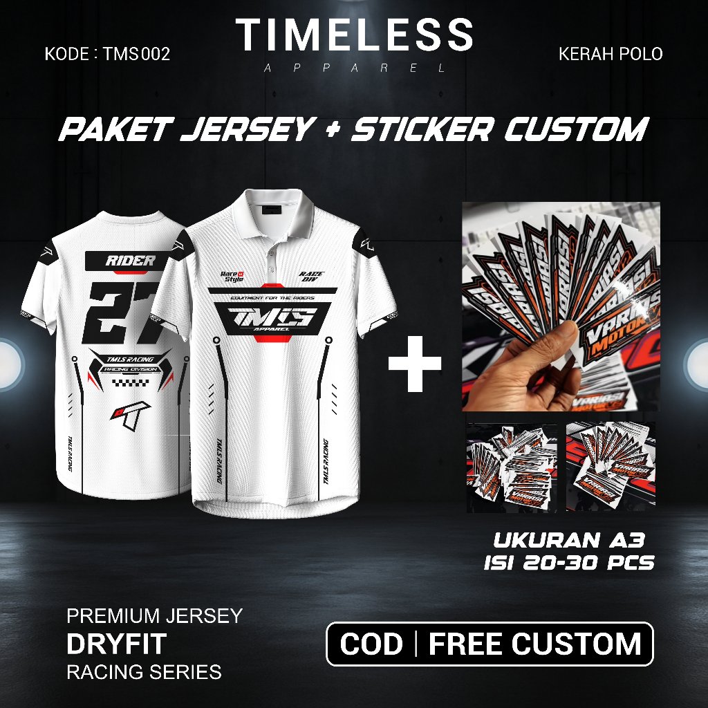 CUSTOM RACING JERSEY PACKAGE + A3 STICKER DESIGN ฟรี REQUEST