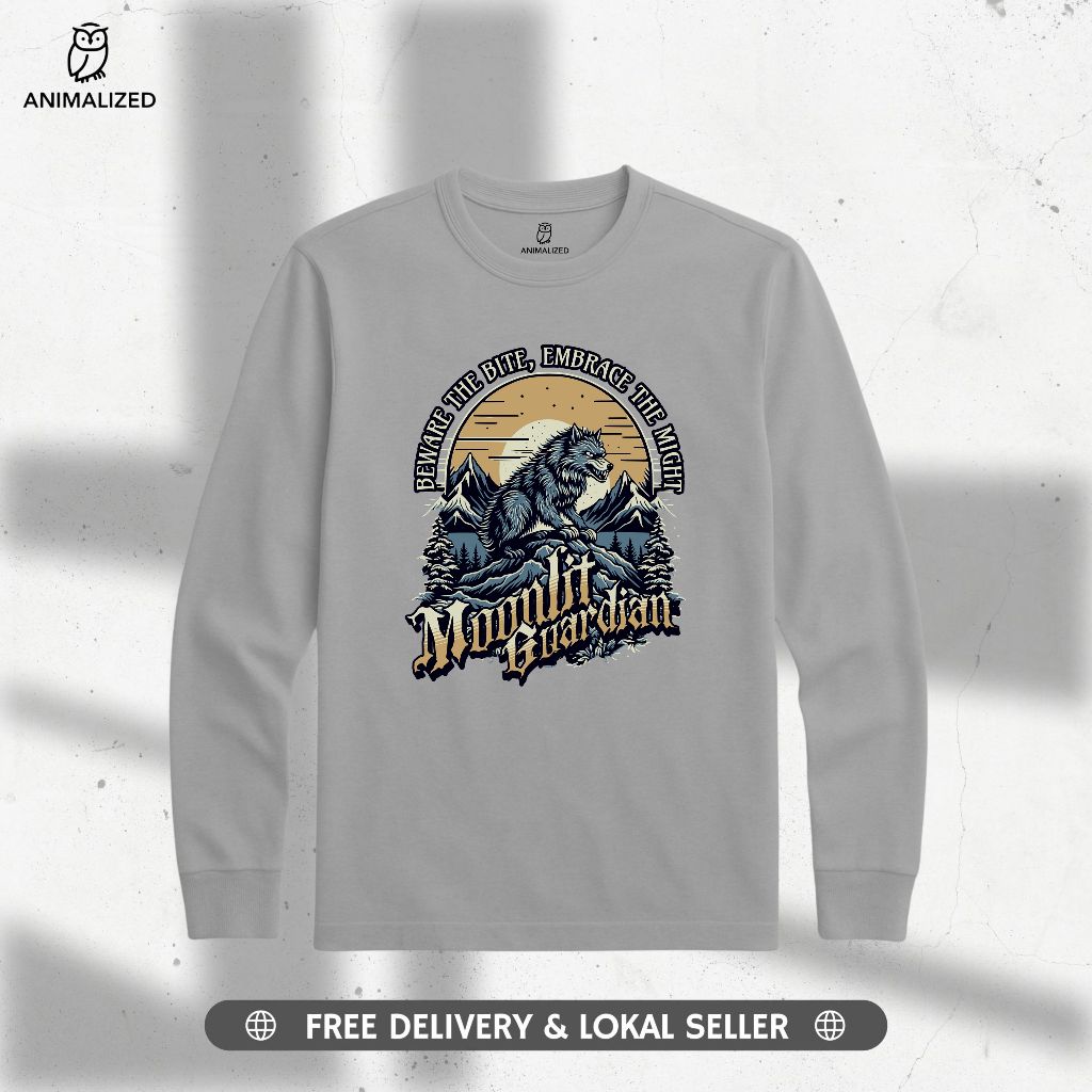 เสื้อยืดผู้ชาย Animalized Wolf เสื้อเชิ้ตแขนยาว Wolf Moonlite Guardian Peware The Bite Mighty