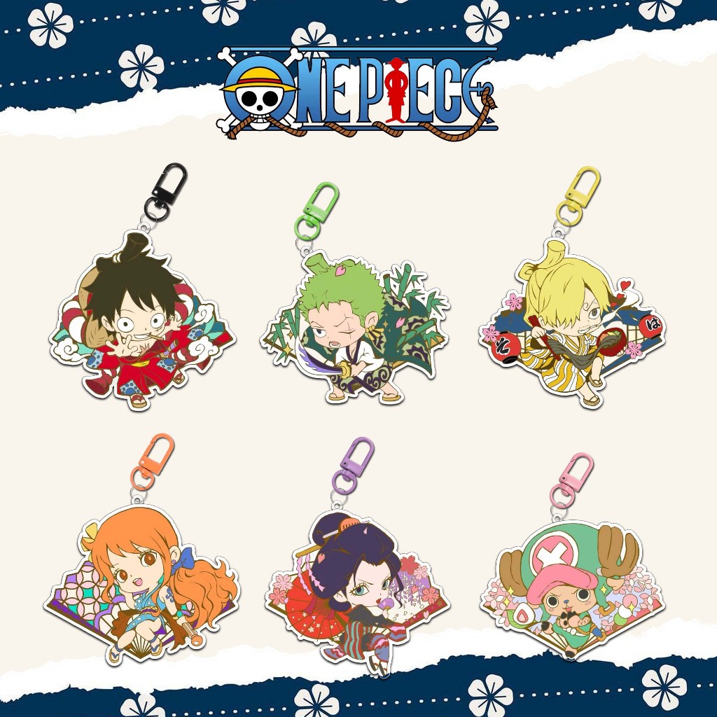 GANTUNGAN [KEYCHAIN] One Piece Fan Version ตัวละคร luffy sanji robin chopper nami zoro พวงกุญแจสี - 