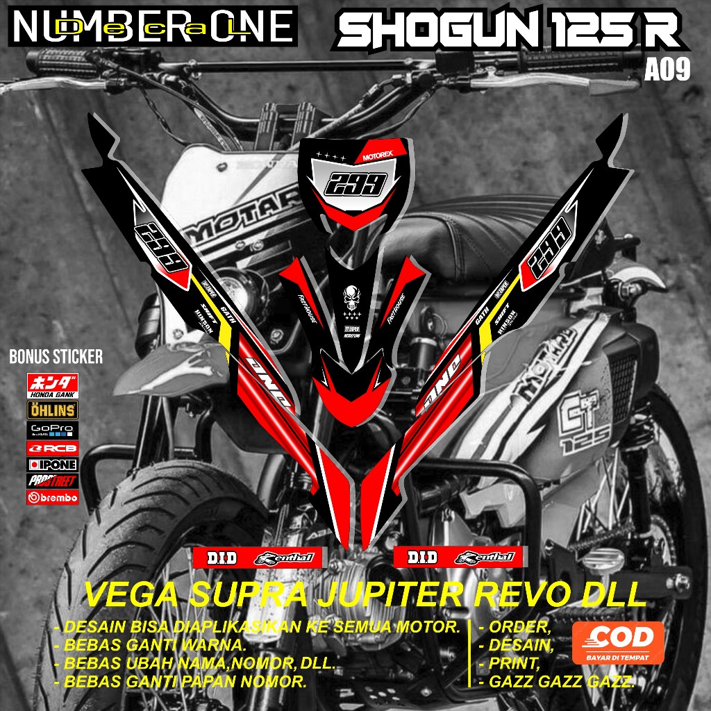 สติ๊กเกอร์ RBT SHOGUN SP 125 MOTOR RBT BEBEK MODIF SUPERMOTO YZ CRF KLX KX KTM RBT รหัส A09