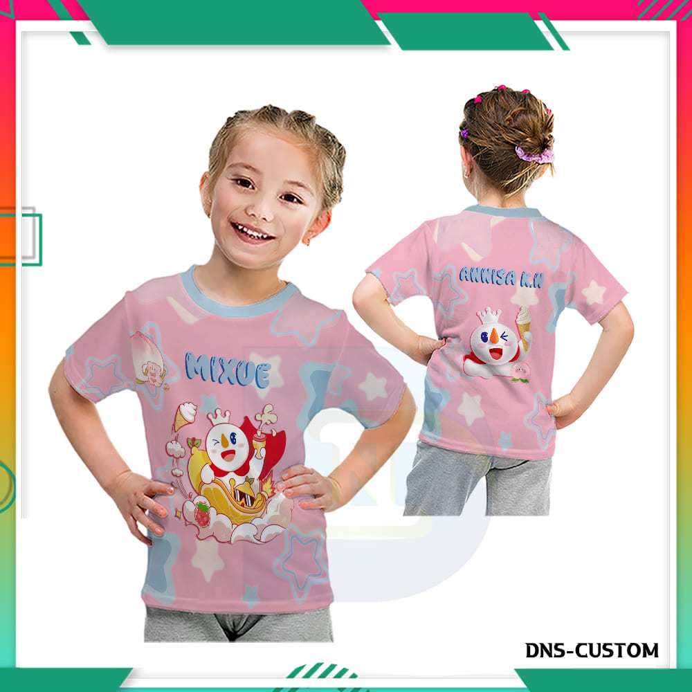 เสื้อยืดเด็ก Mixue Unisex สําหรับเด็กชายและเด็กหญิง Fullprint