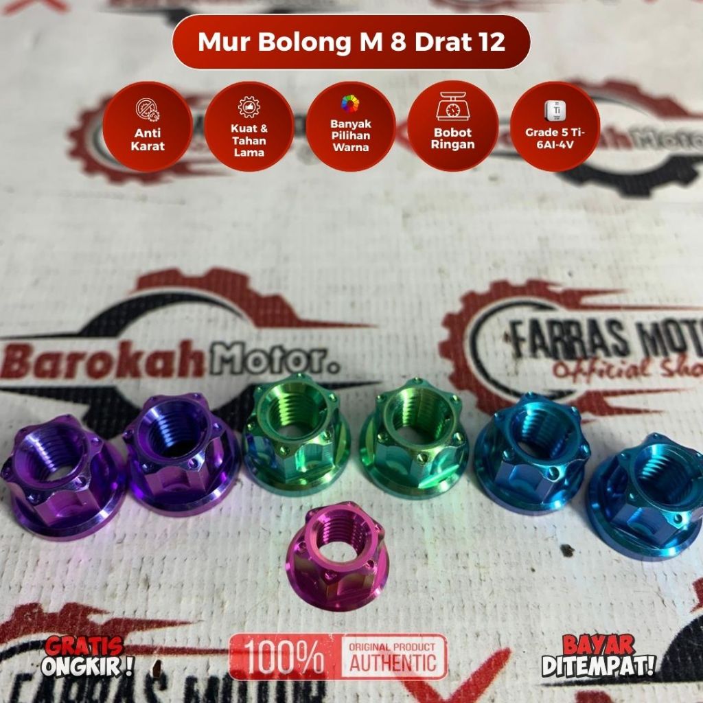 TITANIUM OPEN NUT M 8 THREAD 12 GRADE 5