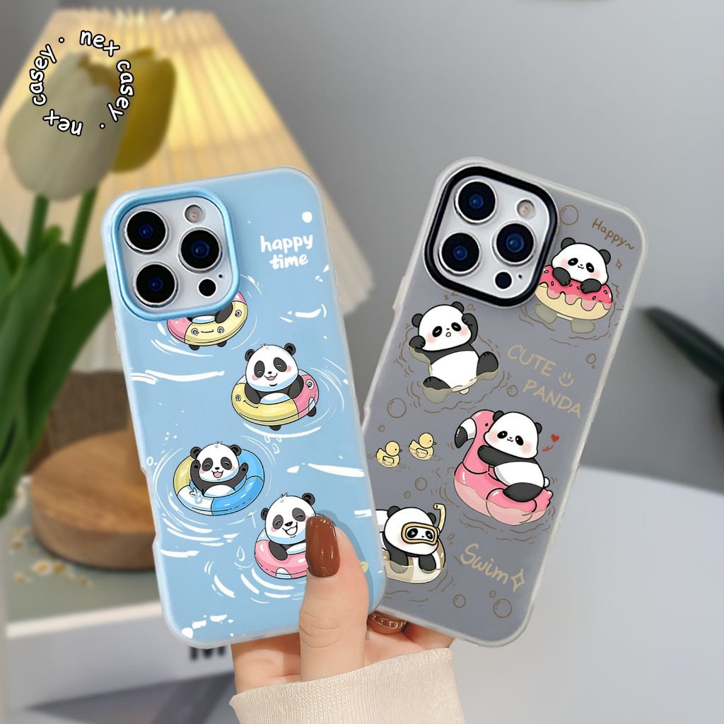 กรณีวุ้นสี 2 IN 1 PANDA HAPPY SWIM TIME สําหรับ XIAOMI REDMI A1 A5 8 9 9A 9C 9T 10 12 12C 13 13C 14C